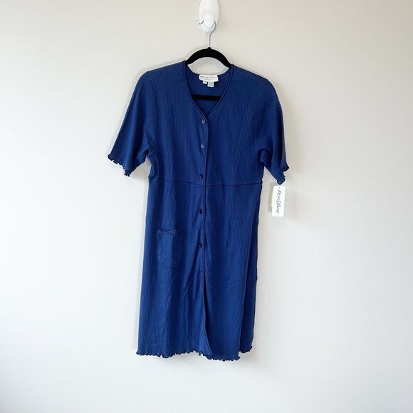 Vintage Miss Elaine Intimates House Dress Nightgown Blue 100% Size Small NWT's - Picture 1 of 8